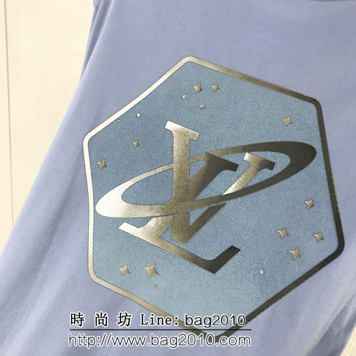 LV路易威登 19ss早春新款短袖 銀河系列 後背燙銀亮粉logo 採用純棉面料 高版本男女同款 ydi1987
